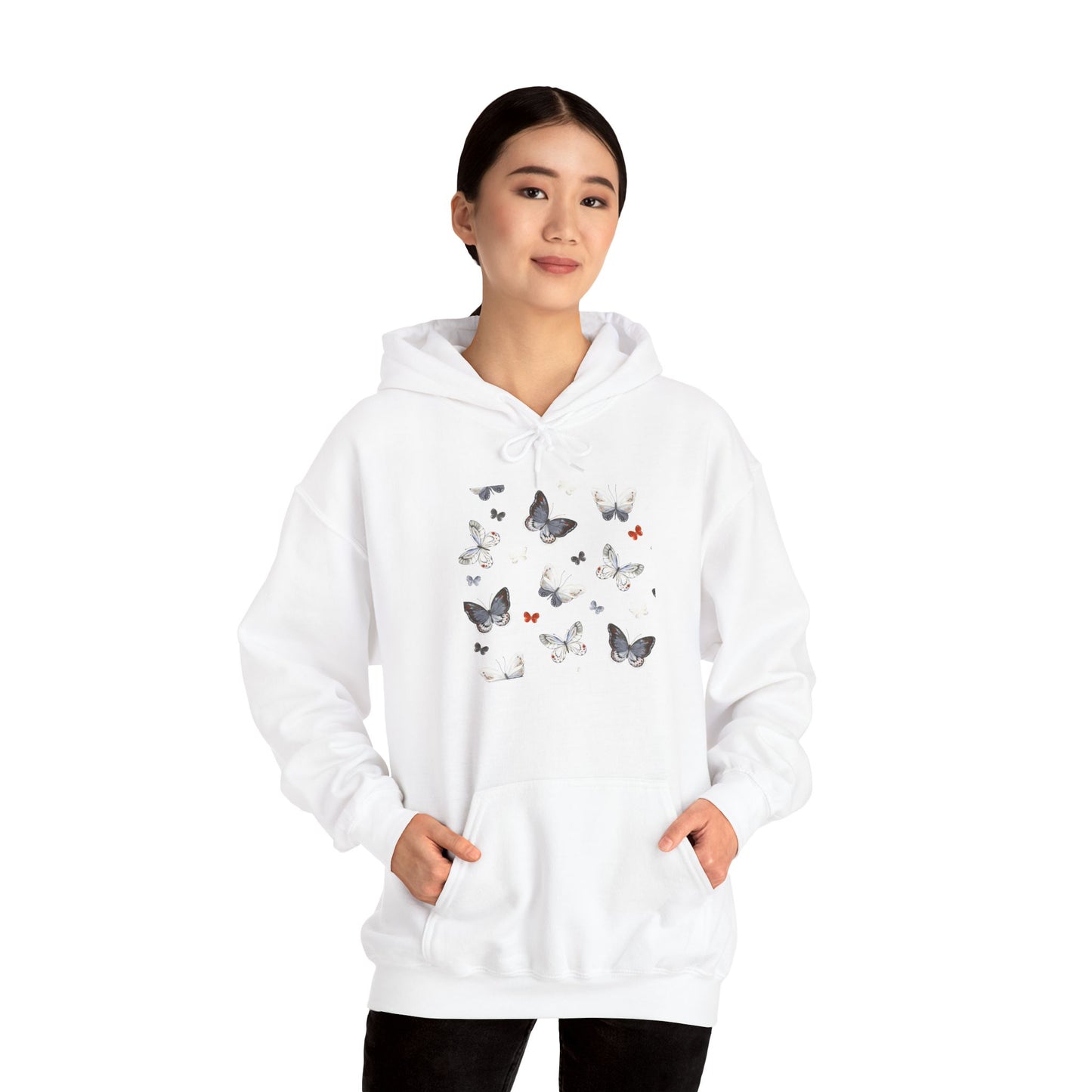 Whimsical Cat & Butterfly Girls Hoodie - Cozy and Cute Sweatshirt